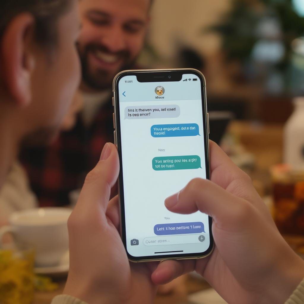 Phone screen showing playful text messages with emojis, held in a person’s hand—illustrating effective texting in early dating.